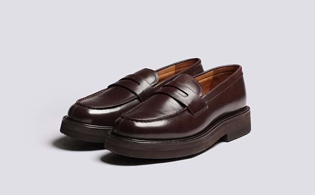 Grenson Peter Mens Loafers in Brown Leather GRS114034